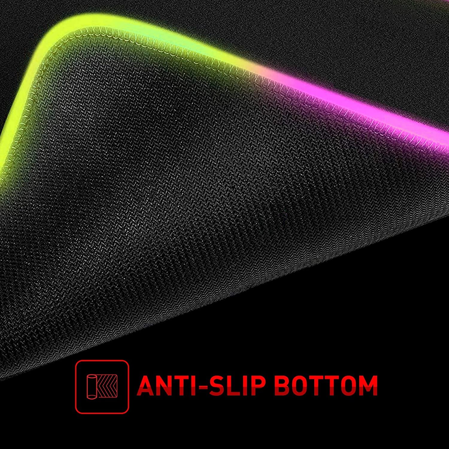 RGB Gaming Mouse Pad Soft Non-Slip Rubber Base Mouse Mat for Laptop Computer PC Games (13.8 X 9.8 X 0.16 Inches, Black)
