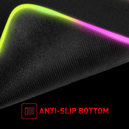RGB Gaming Mouse Pad Soft Non-Slip Rubber Base Mouse Mat for Laptop Computer PC Games (13.8 X 9.8 X 0.16 Inches, Black)